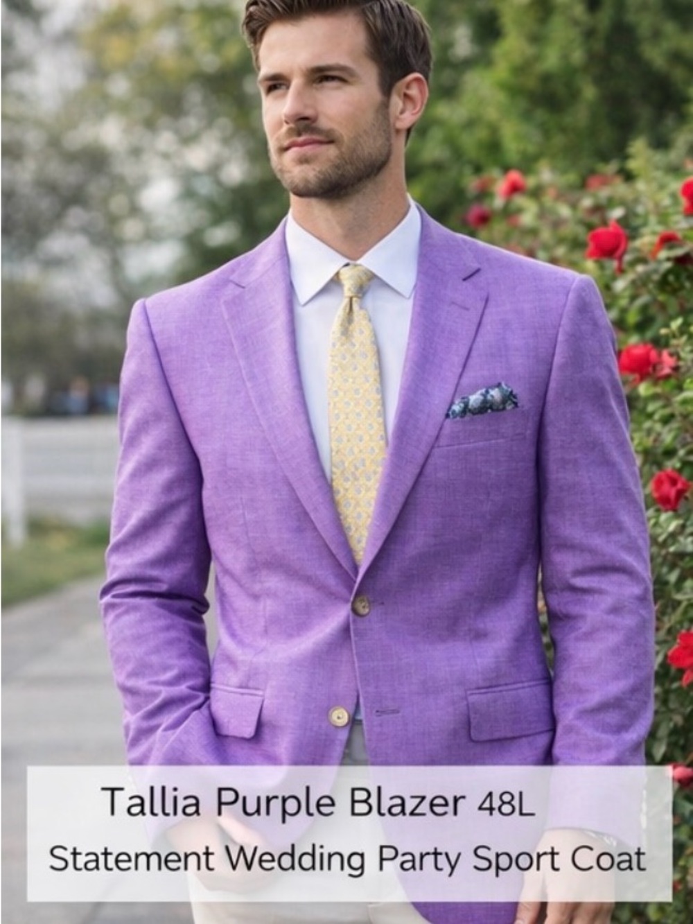 TALLIA Lavender-Purple Men's Sport Coat with Notch Lapel